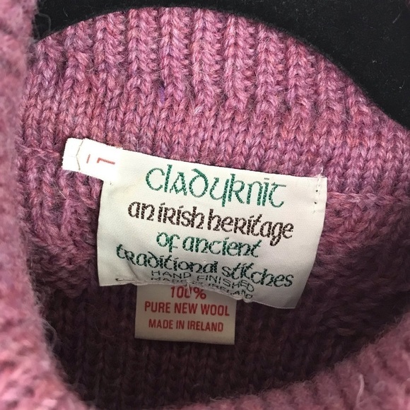 Cladyknit 100% Wool Pink Purple Knit Sweater - Picture 5 of 8